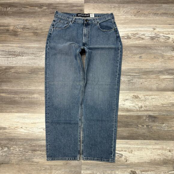 Vintage Y2k Nautica Mid Wash Blue Mens 36x33 Relaxed Loose Baggy‎ 2000s Jeans - Picture 3 of 11